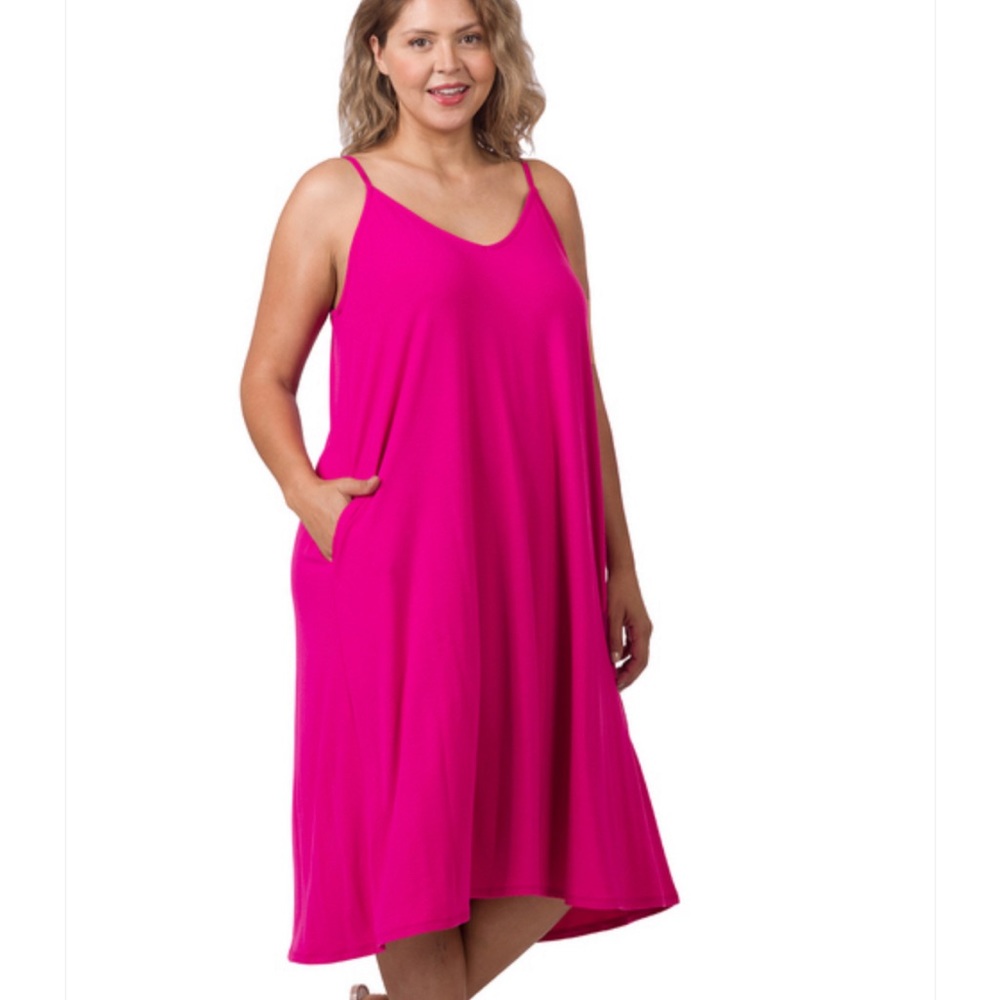 PLUS V-NECK CAMI KNEE LENGTH DRESS 👗 LAST 1